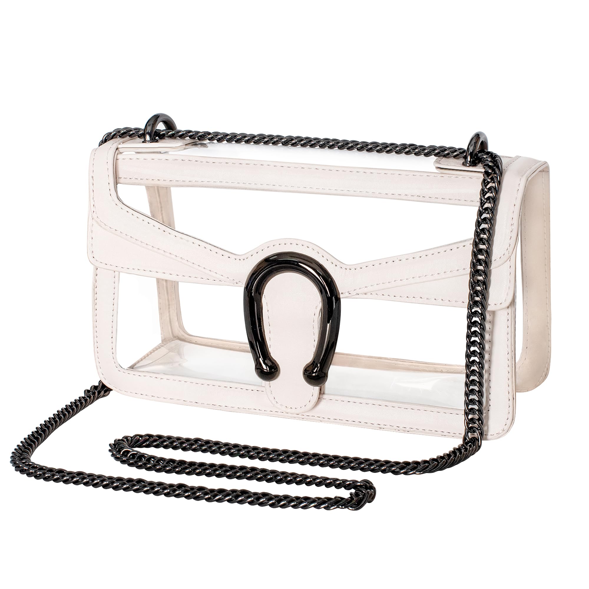 Photo 1 of Joryin Clear Bag for Women Stadium Approved Clear Purse Shoulder Crossbody Bag Fashion Small Handb Clutch Transparent, Black Cream