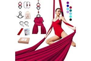 IONTACH Aerial Silks Yoga Swing Set Equipment - 9 Yards Aerial Yoga Hammock kit, Low-Stretch Fabrics for Beginner Dance, Full Accessories