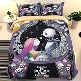 Ankeyoo Nightmare Christmas Duvet Cover 3 Pcs Set with 2 Pillowcases Cartoon Skull Bedding Set with Zipper Closure Luxury Soft Microfiber Bedding (King (U.S. Standard))