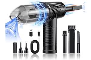 Fulljion Mini Vacuum for Car& Compressed Air Duster,3 in 1 Cordless Car Vacuum Cleaner High Power -12000PA Powerful Suction Handheld Vacuum Cleaner for Car,Pet Hair and Office, Keyboard