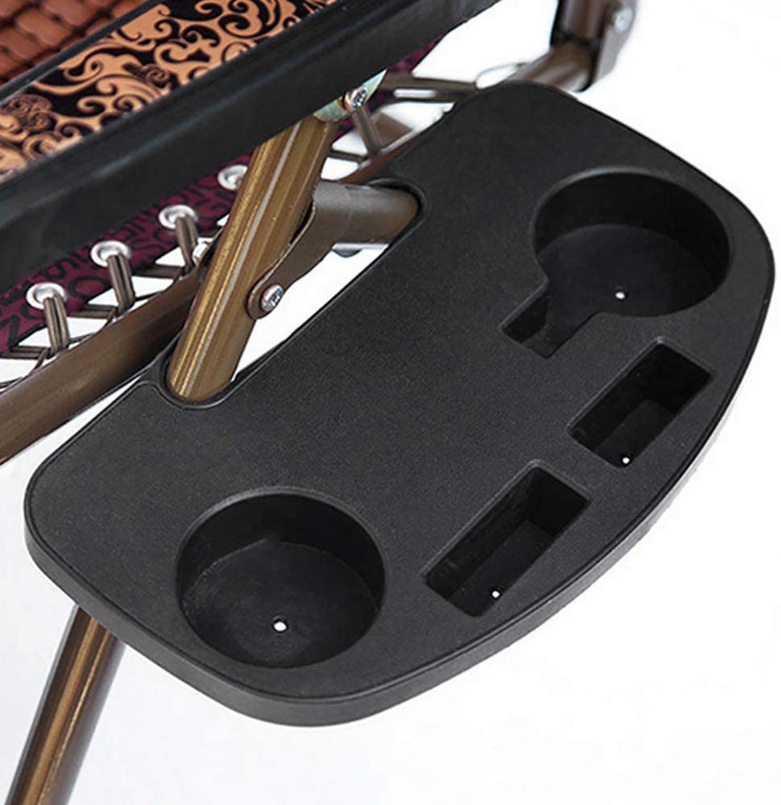 CHENGZI Clip On Side Table Tray Folding Leisure Chair Cup Holder with Mobile Phone Slot & Snack Tray, for Camping Chair Side Table Outdoor Garden Fishing Beach