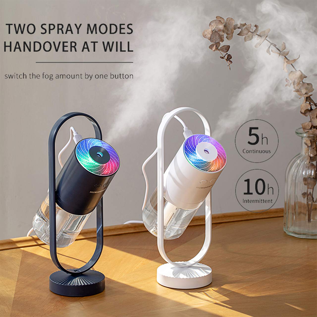 fuliying Cool mist humidifier-Portable mini humidifier with led lights,usb portable air humidifier ultra-quiet, Suitable for Babies, Kids, Indoor, Bedroom, Office, Car, Travel