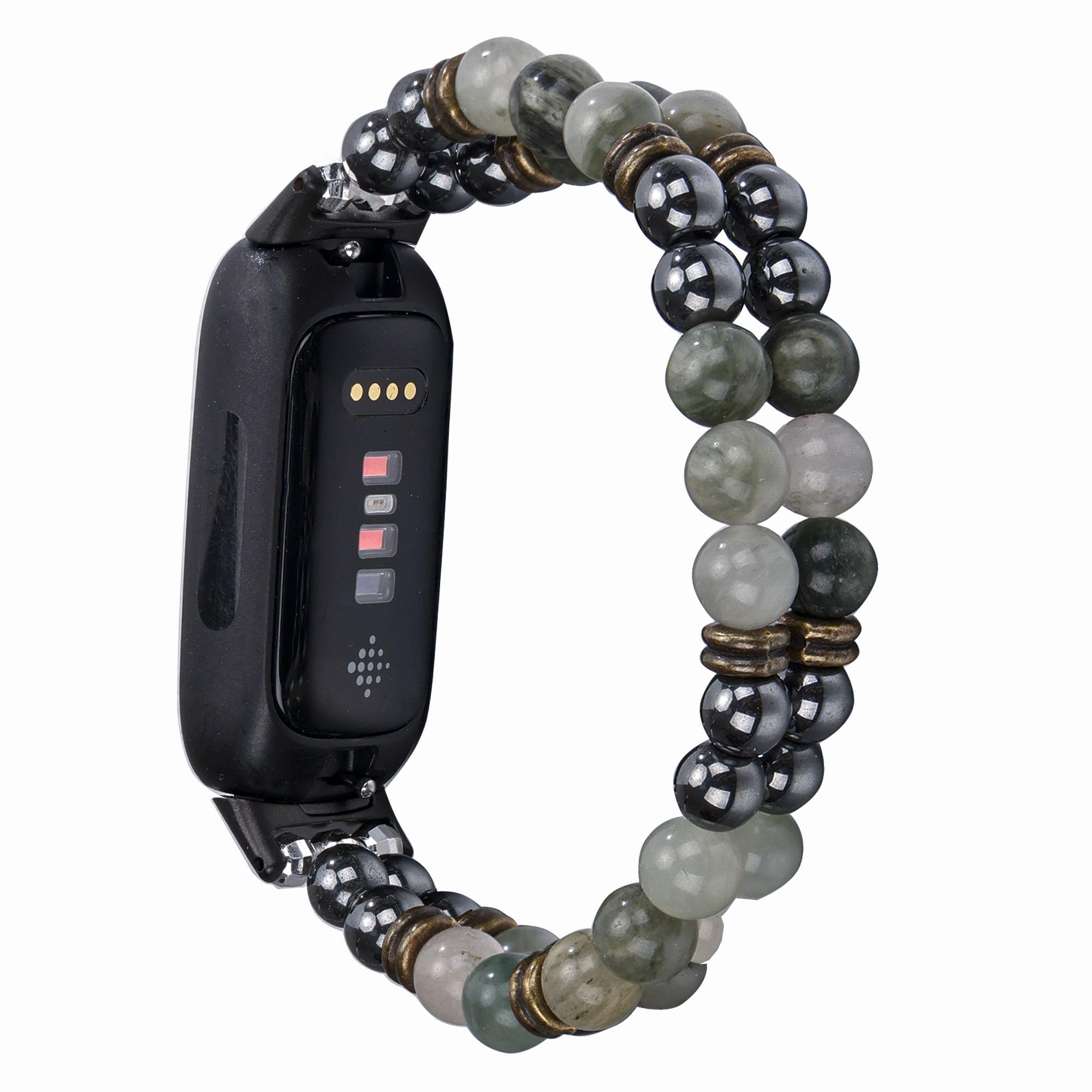 Lebensstyle Crystal Beads Handmade Stretch Bracelet with Energy Chakra Stones Lucky Symbol Compatible with Fitbit Inspire 3, 15.5 cm