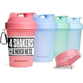 Smartshake Lite 4 Pack Protein Shaker Bottle | Silent Mixing, Leak-Proof Shaker Bottle | Shaker Cups For Protein Shakes
