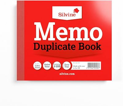 Silvine 4x5 Duplicate Memo Book Numbered 1-100 with Index Sheet