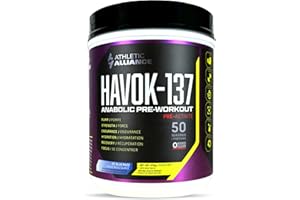 Athletic Alliance Havok-137 (Blue Razz) Complete Anabolic Pre-Workout Powder with BCAAs, Creatine HCL & Electrolytes - For Im