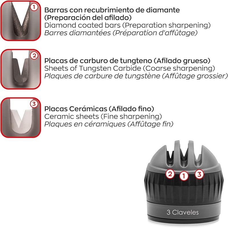 - Afiador de facas com ventosa, 3 fases - 6 cm