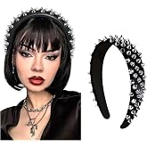 ZUYASEZ Black Spike Headband Punk Leather Studded Hair Band | Gothic Rock Roll Hair Hoops Headwear Halloween Cosplay Hair Accessories Decoration for Women and Girls