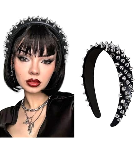 Amazon.com : BaBakiak Punk Studded Headband, Rock Roll Hair  display picture 2