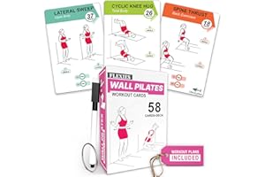 Flexies Wall Pilates Workouts For Women - 58 Exercise Cards with Wall Pilates Workout Postures, Instructions & Breathing Tips | Free Ring & Dry-Erase Marker to Create a Customize pilates at home Exercise Chart
