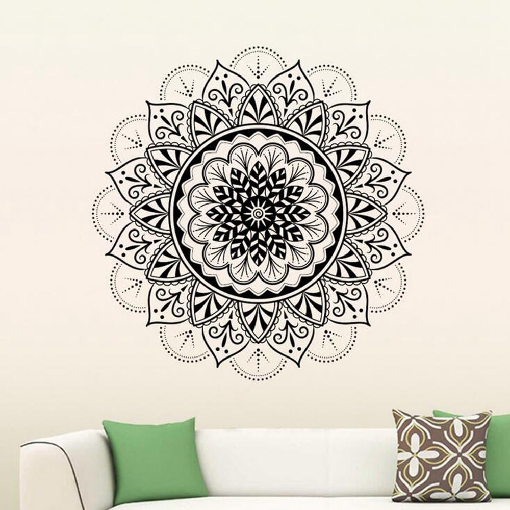 KBYLIFE Fashion Creative Mandala Wall Stickers Decor Yoga Om Decal Vinyl Bedthroom Living Room Art Indian Wall Sticker Waterproof Removable Decal Mandala Flower