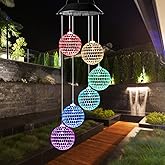Idefair Solar Wind Chimes, Mobile Hanging LED Light Color Changing Wind Chime Birthday Gift for Mom Mother Laddies and Garden Patio Yard Decoration (Ball)