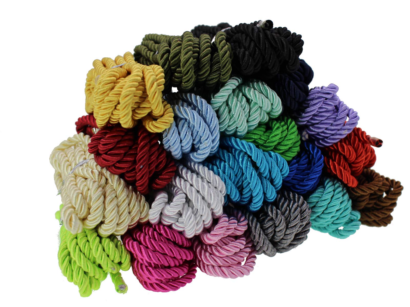 PAMIR TONG 5mm Twisted Satin Cord for Crafts 60 Yards Braided Decorative Cotton Cords Trims Polyester Twine Cord Thick Round Fabric Rope Thread for Sewing DIY Shiny Handfast Cord for Wedding