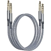 6.35mm TRS Instrument Cable 3.3FT 2-Pack,Straight 1/4 Inch Male Jack Stereo Audio Interconnect Cord,6.35 Balanced Lead Line f