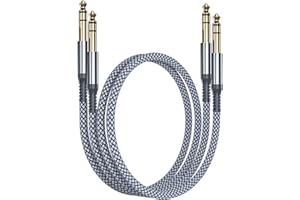 6.35mm TRS Instrument Cable 3.3FT 2-Pack,Straight 1/4 Inch Male Jack Stereo Audio Interconnect Cord,6.35 Balanced Lead Line f