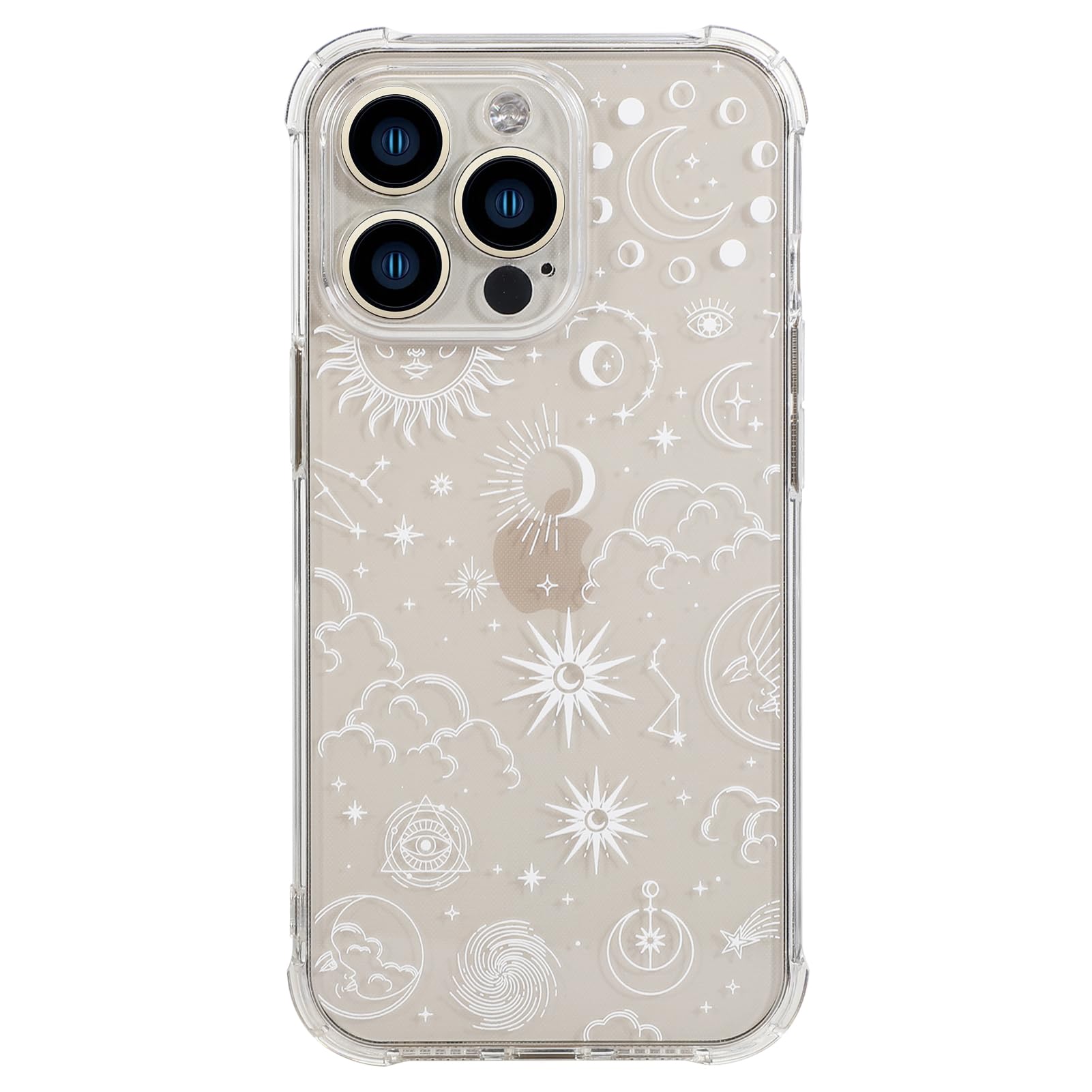 CHEORFAY iPhone 13 Pro Case, Clear Transparent Flexible Soft Silicone TPU Bumper Buffer Shockproof Protective Cover with Fantasy Astrology Pattern Design for iPhone 13 Pro - Moon Star — image 1
