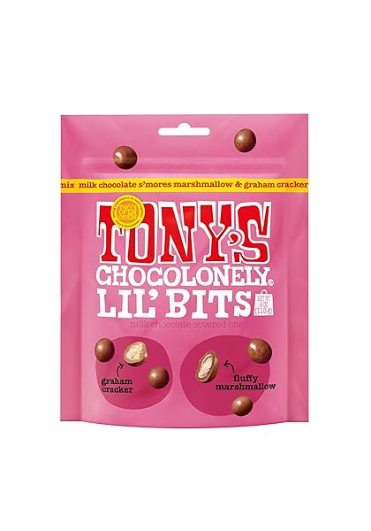 TONY’S CHOCOLONELY MILK CHOCOLATE S’MORES MIX LIL BITS – BELGIUM CHOCOLATE, NO ARTIFICIAL FLAVORING, FAIRTRADE & B CORP CERTIFIED (1 POUCH) 4OZ.