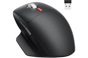MW1 Ergonomic Wireless Mouse, Dual Mode 2.4GHz USB & Bluetooth 5.0, 3 Adjustable DPI, 6 Buttons, Compatible with Windows/macO