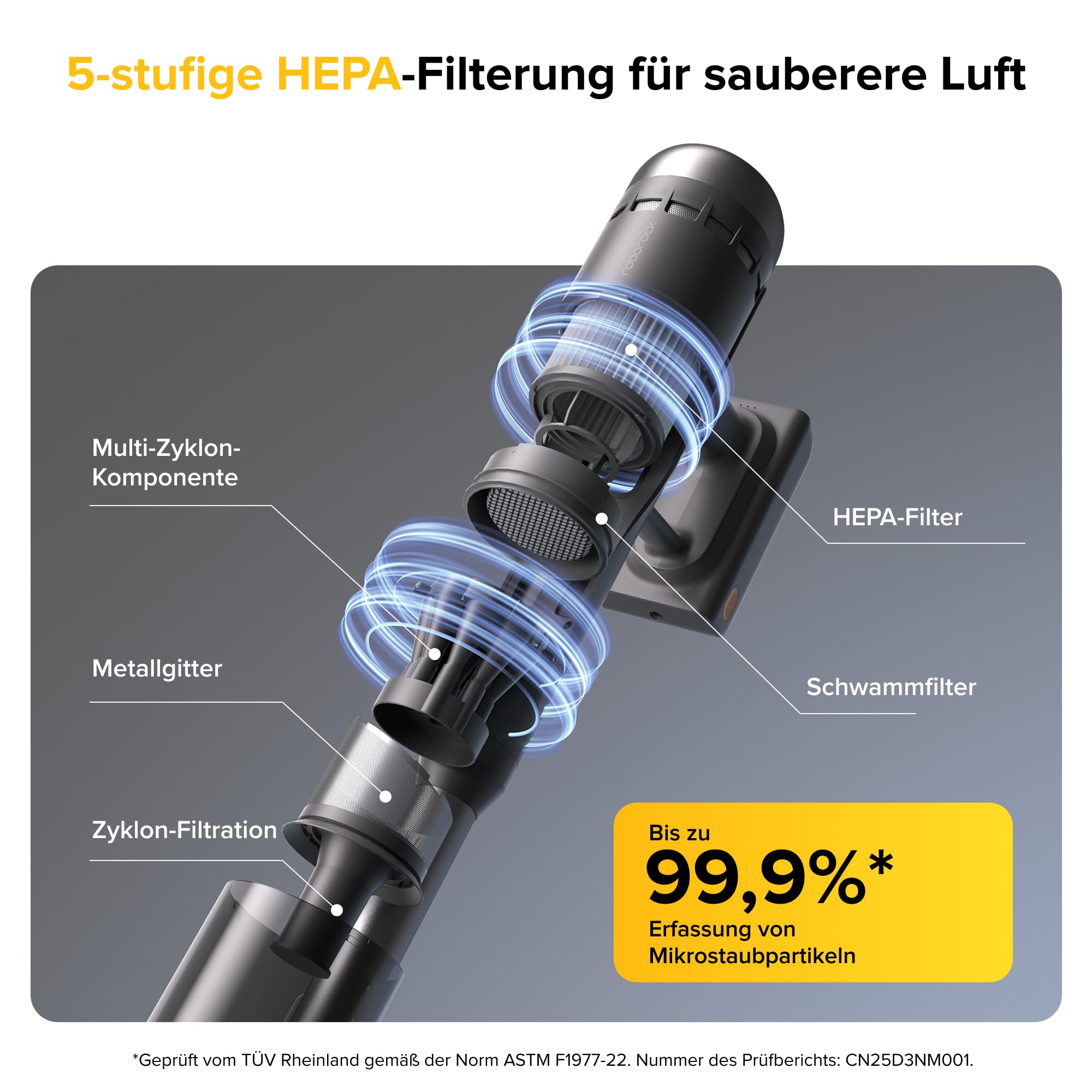 roborock H60 Ultra Akku Staubsauger, 210AW kraftvolle Saugleistung, 90 Min. Maximale Laufzeit, 90° Flexibler Saugrohr, Staubsauger kabellos, Anti-Tangle Bürste für Teppiche, Hartböden, Tierhaare, Auto 7
