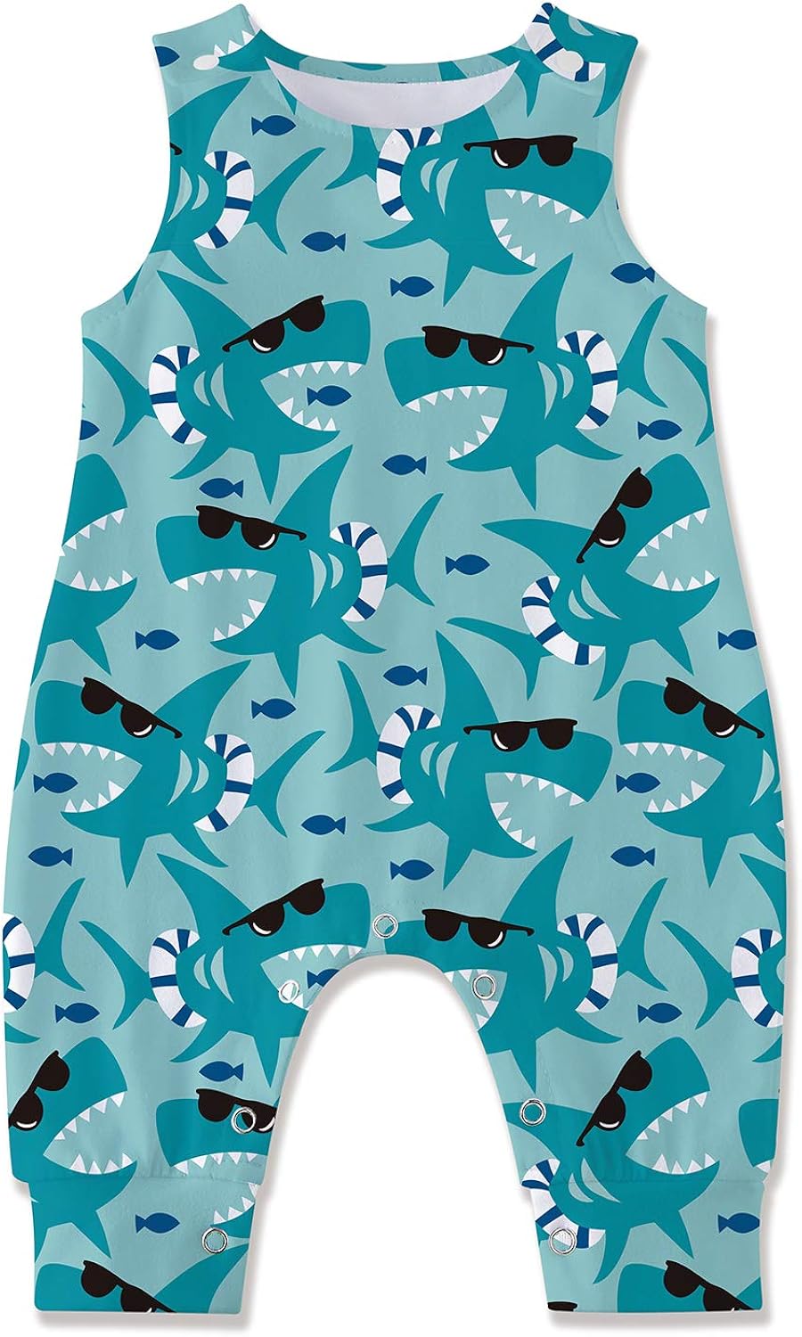 Kids4ever Newborn Baby Romper Dinosaur Shark Animal Jumpsuit Sleveless Bodysuit Summer Outfits for 3-24M Girls Boys