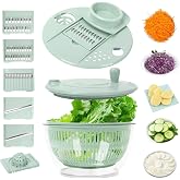 Salad Spinner Large, 5.3 QT 5 IN 1 Lettuce Spinner Dryer with 5 Blades Slicing and Pureeing Vegetables Wash Bowl Kitchen Gadg