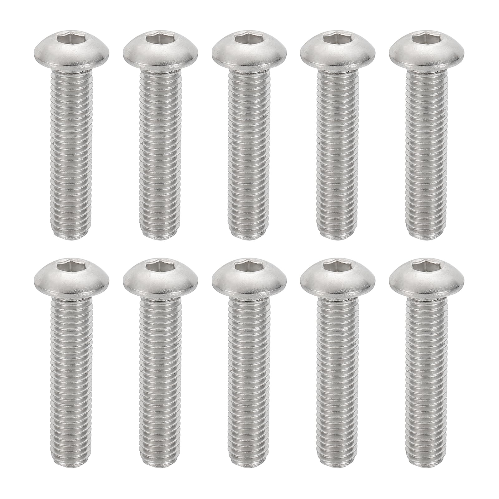 PATIKIL M10-1.5x45mm Button Head Socket Cap Screws, 10 Pcs 304 Stainless Steel 18-8 Hex Socket Cap Screw Bolts Allen Hex Drive Full Machine Thread