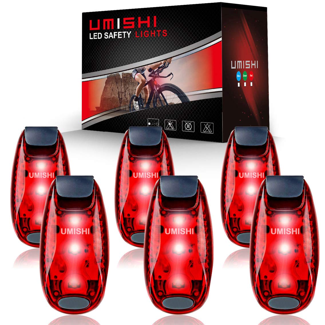 UMISHI 6 Pack LED Safety Light, Clip On Strobe Running Lights for Runners, Walking, Bicycle, Dog Collar, Stroller, Boat, Best Night High Visibility Accessories for Your Reflective Gear