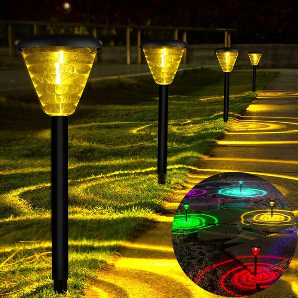 COLBOR Solar Path Lights, 4PCS Outdoor Garden Light with Colour Changing RGB & Warm IP65 Waterproof for Lighting of Road Patio Terreza Lawn, Solar-Outdoor-Garden-Path-Light