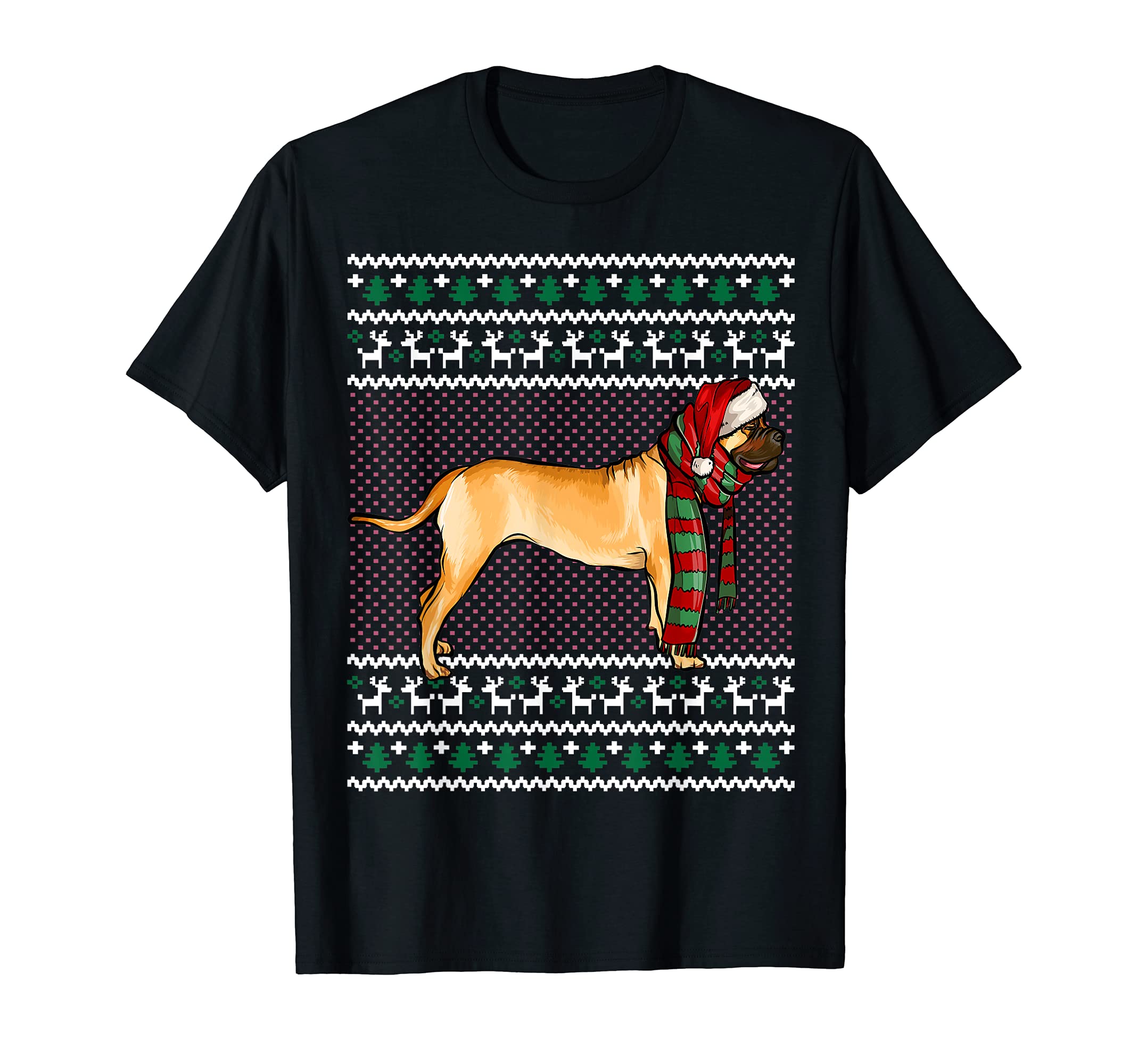 Xmas Bullmastiff Dog Santa Hat Ugly Christmas T-Shirt