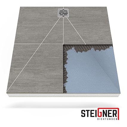 Duschelement MINERAL PLUS 2.Pos Duschboard befliesbar 100x120 cm DEZENTRALER Punkt Ablauf SENKRECHT - EPS Bodenelement ebener