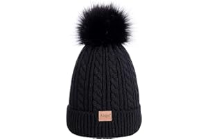 ALEPO Kids Winter Beanie Hat, Children's Warm Fleece Lined Knit Thick Ski Cap with Pom Pom for Boys Girls