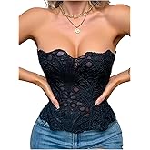 SHENHE Women's Strapless Corset Bustier Top Lace Up Overbust Corset Shapewear Body Shaper