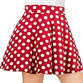 DRESHOW Women Pleated Casual Mini Skater Skirt Basic Versatile Stretchy Flared School Cheerleader for Girls A-Line Skirt