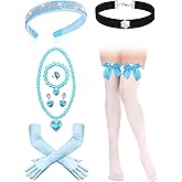 AXBMM 9 PCS Princess Dress Up Accessories Hairband, Gloves, Jewelry Perfect for Women Halloween Cosplay Party Dress up