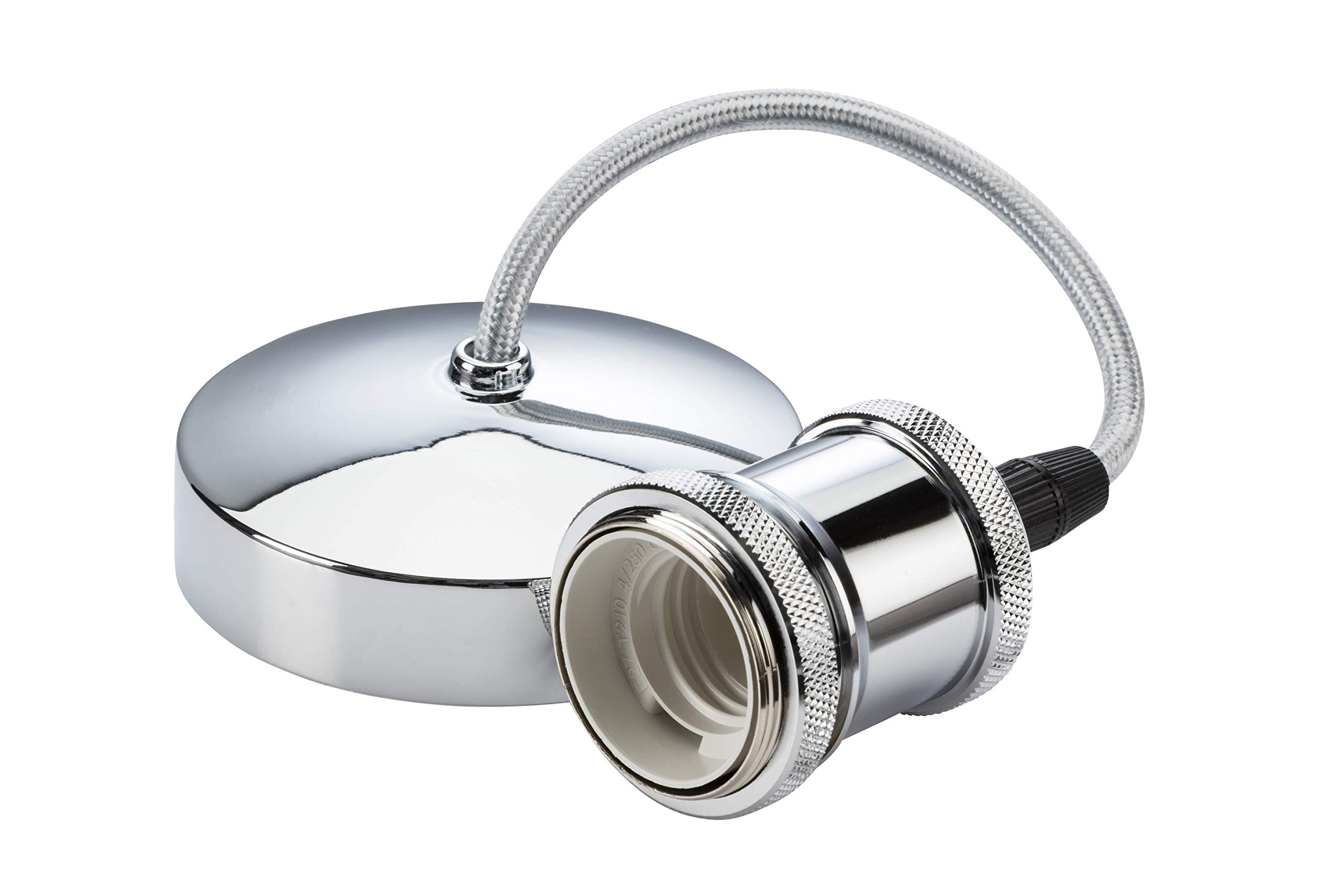 Knightsbridge 6 Inch E27 Vintage Pendant Set in Polished Chrome