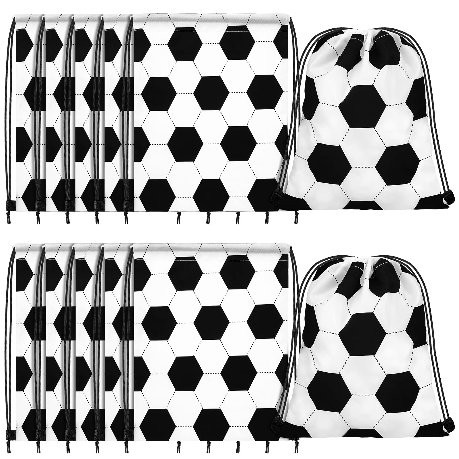Photo 1 of Shappy 12 Pieces Soccer Drawstring Bags Bulk Small Sport Goodie Bags Snack Treat Backpack for Ball Birthday Party Favor Team Gifts(10 x 12 Inch)