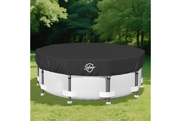 SAFANA 14FT Pool Covers for Above Ground Pools, Upgrade 420D Durable Round Pool Cover Protective Leaf Cover with Reflective S