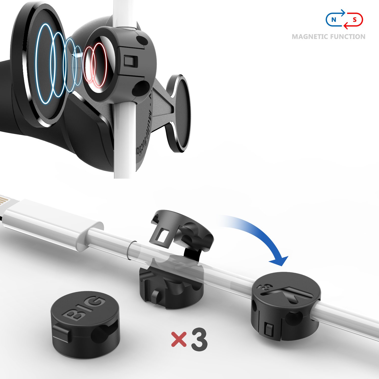 Magnetic Car Mount Holder, MeanLove Universal Air Vent 360°Rotation Magnetic Cell Phone Holder for iPhone X 8 Plus 7 6s 5s 5 SE, Galaxy S8 S7 Edge S6 Edge Note 8 with 2 Metal Plates (Black)