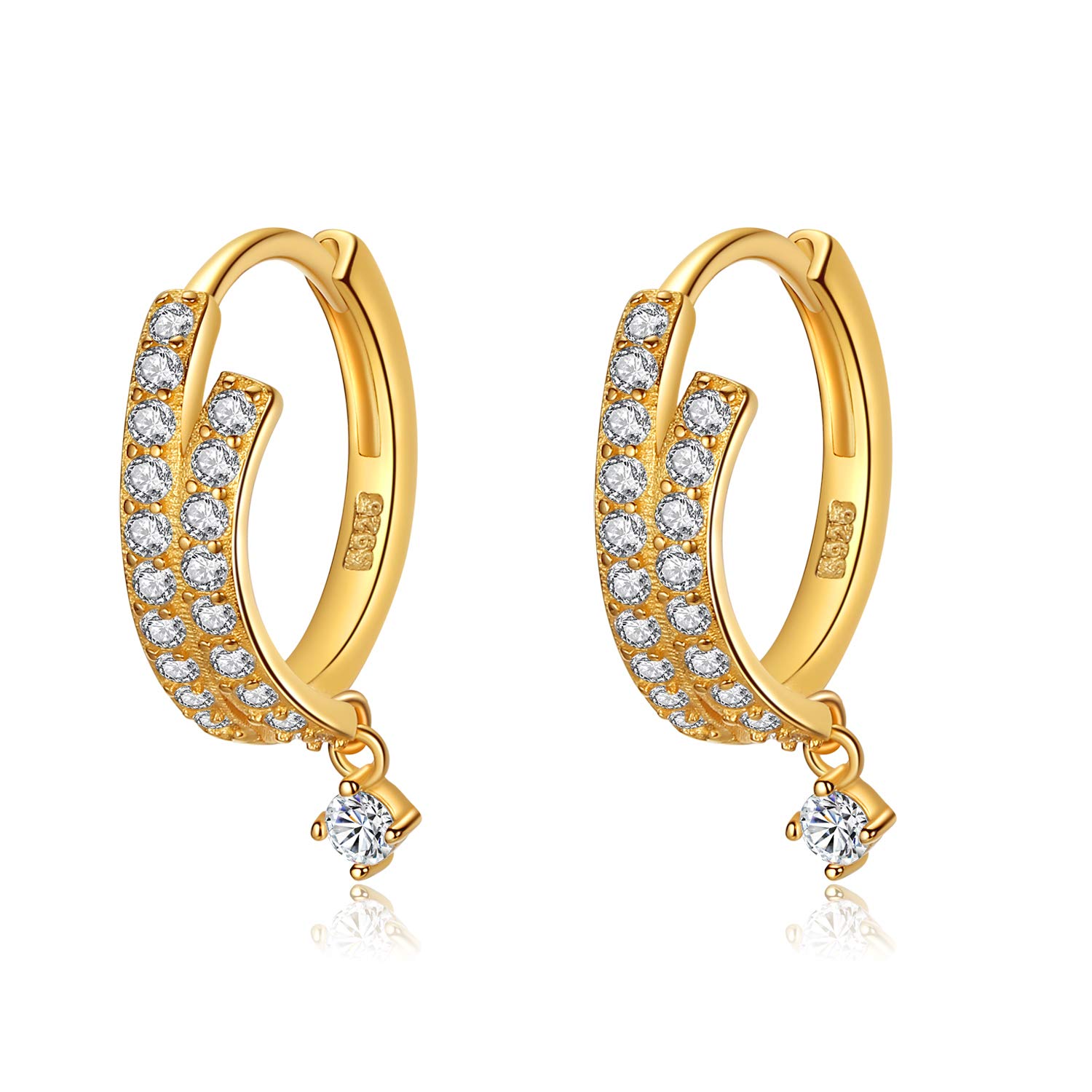 VIKI LYNN 18K Gold Plated Cubic Zirconia Hoop Earrings for Women Jewelry Gifts Sterling Silver