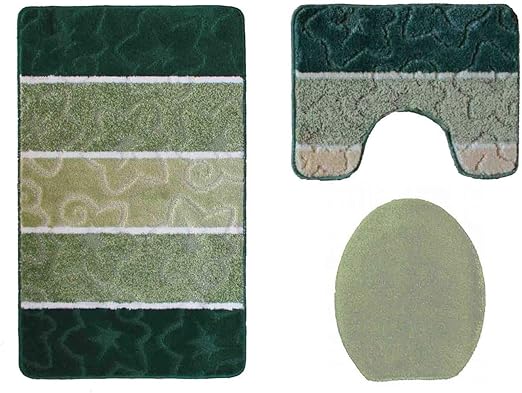 Megaprom 3 Tlg Stand Wc Badgarnitur Badezimmergarnitur Badematten Badteppich Wc Vorleger Mit Wc Deckelbezug Set Oko Tex Standard 100 Grun Salbei Amazon De Kuche Haushalt