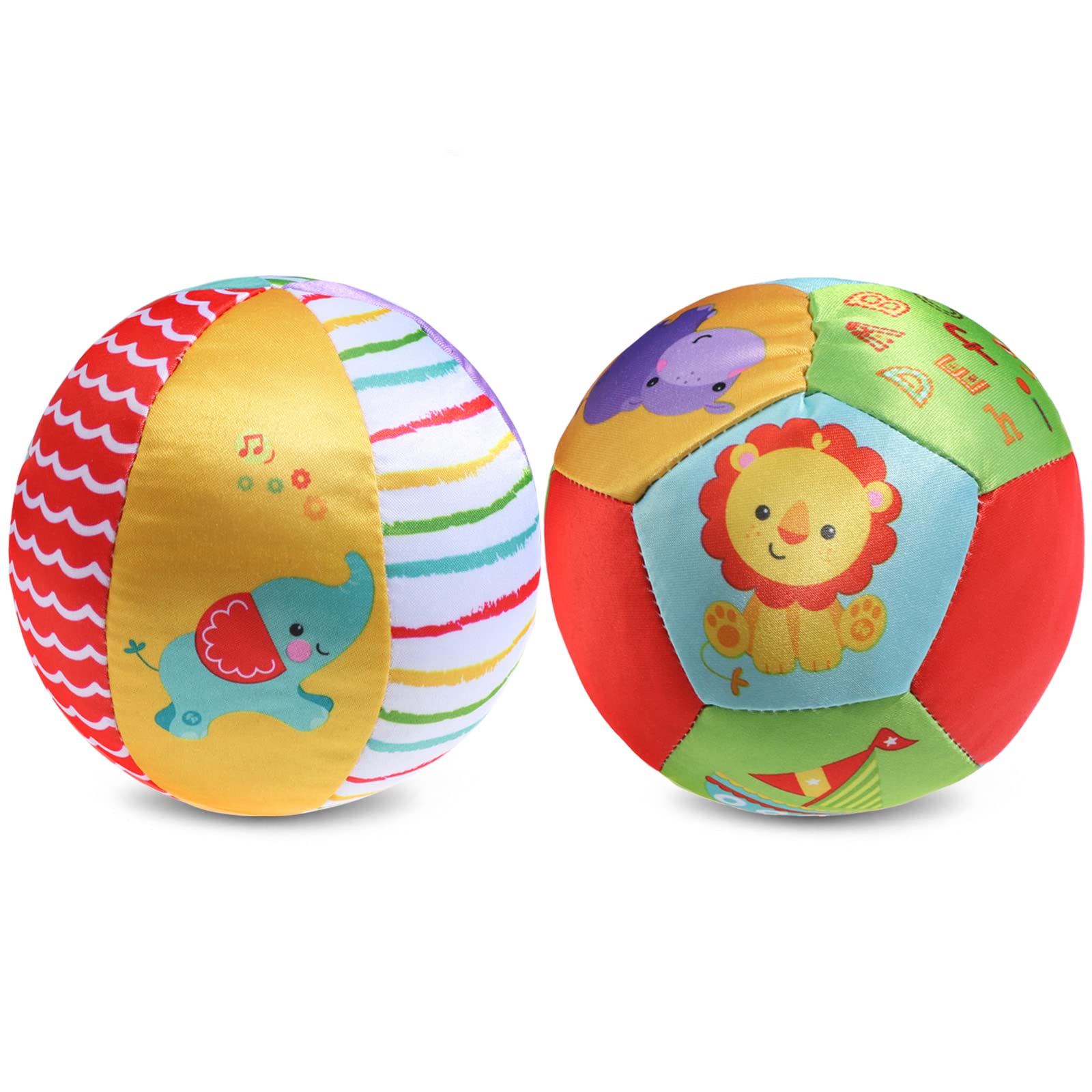 1 Pcs Baby Ball Soft Stuffed Ball Play Balls For Kids Baby Children's Ring Bell Ball Babys Cloth Music Sense Learning Toy Educational Toy Ball Random Style
