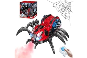 GAIETYDIY Remote Control Spider, Robot Spider Toy with 2.4 GHz Remote Controller, RC Spider Robot with Spray/Lights/Music, Realistic Spider Gift for Kids Boys, Halloween, Christmas, Holiday Toys for Party Prank