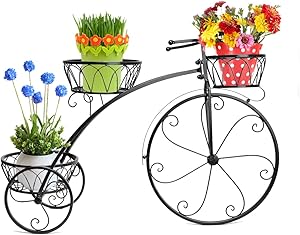 DoubleWin Nostalgic Bicycle Home Garden Decor Wrought Iron Plant Stand