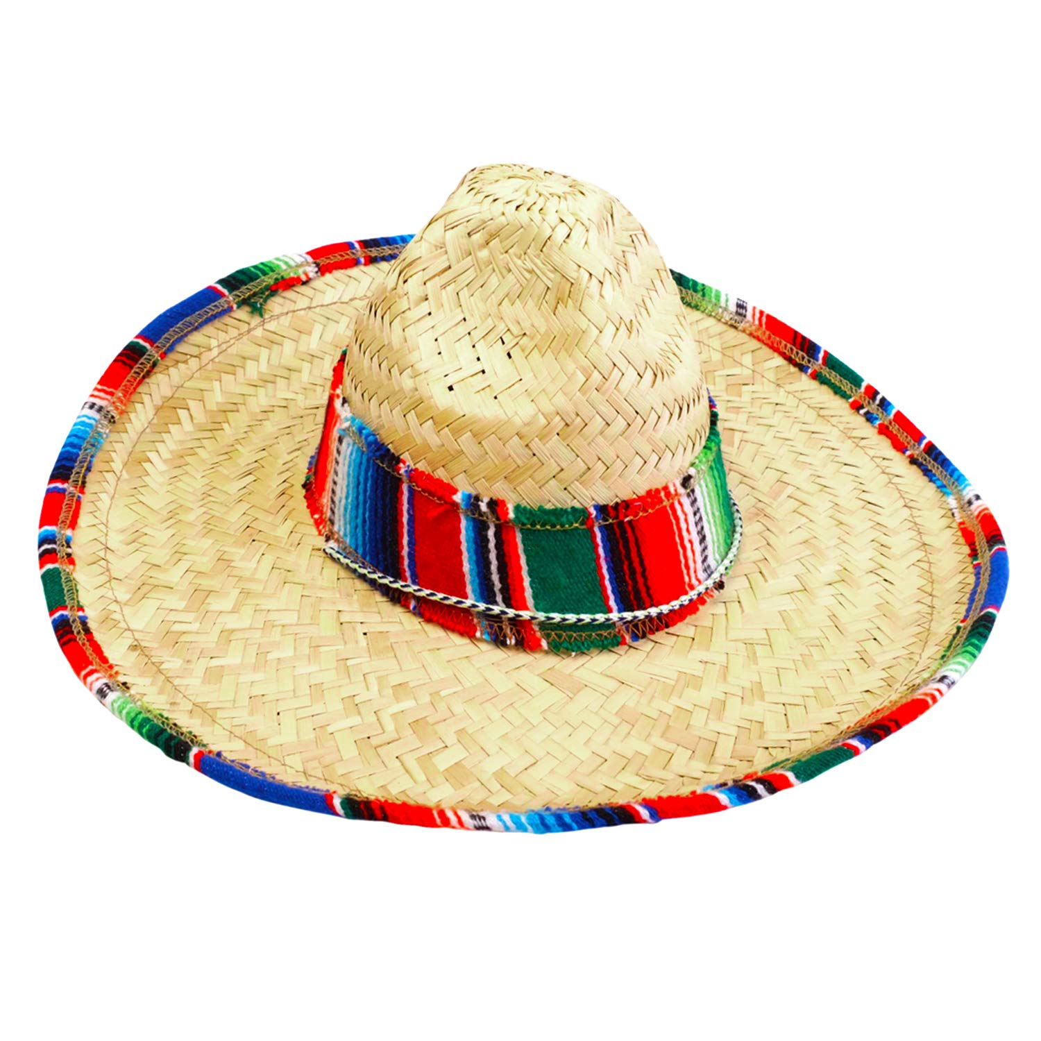Giant Natural Straw Sombrero With Serape Trim (Imprintable Bands Available) - Imprintable - Hats