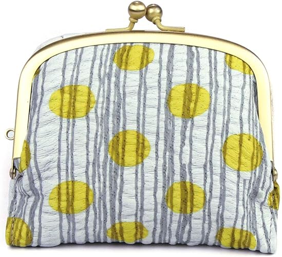 Amazon アンチフォルムデザイン 二つ折り財布 がま口財布 がまぐち ドット柄 水玉 革友禅 レザー 本革 日本製 Afd Yellow 財布