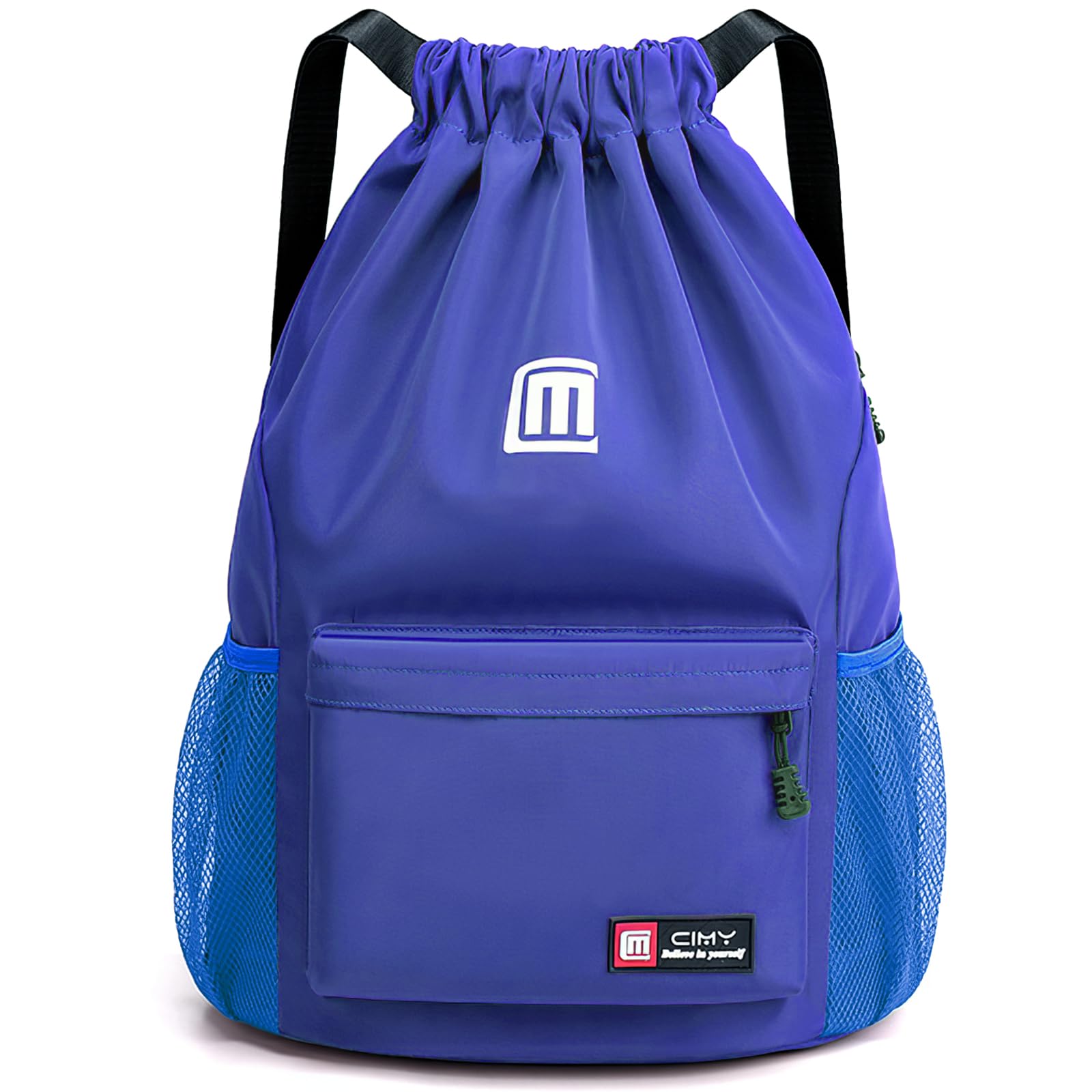 Tesmien Drawstring Bags,Waterproof Swimming Bags Unisex Sports Backpacks for Kids Adult, Large Drawstring Sackpacks Bags for School Gym Sports Travel Swimming-Blue