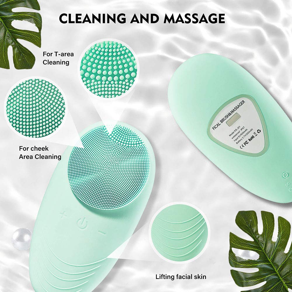 TOPNaturePlus Facial Cleansing Brush, Waterproof Face Brush, Face Portable Scrubber Massager for Blackhead Removing, Skin Care, and Deep Cleaning: Beauty