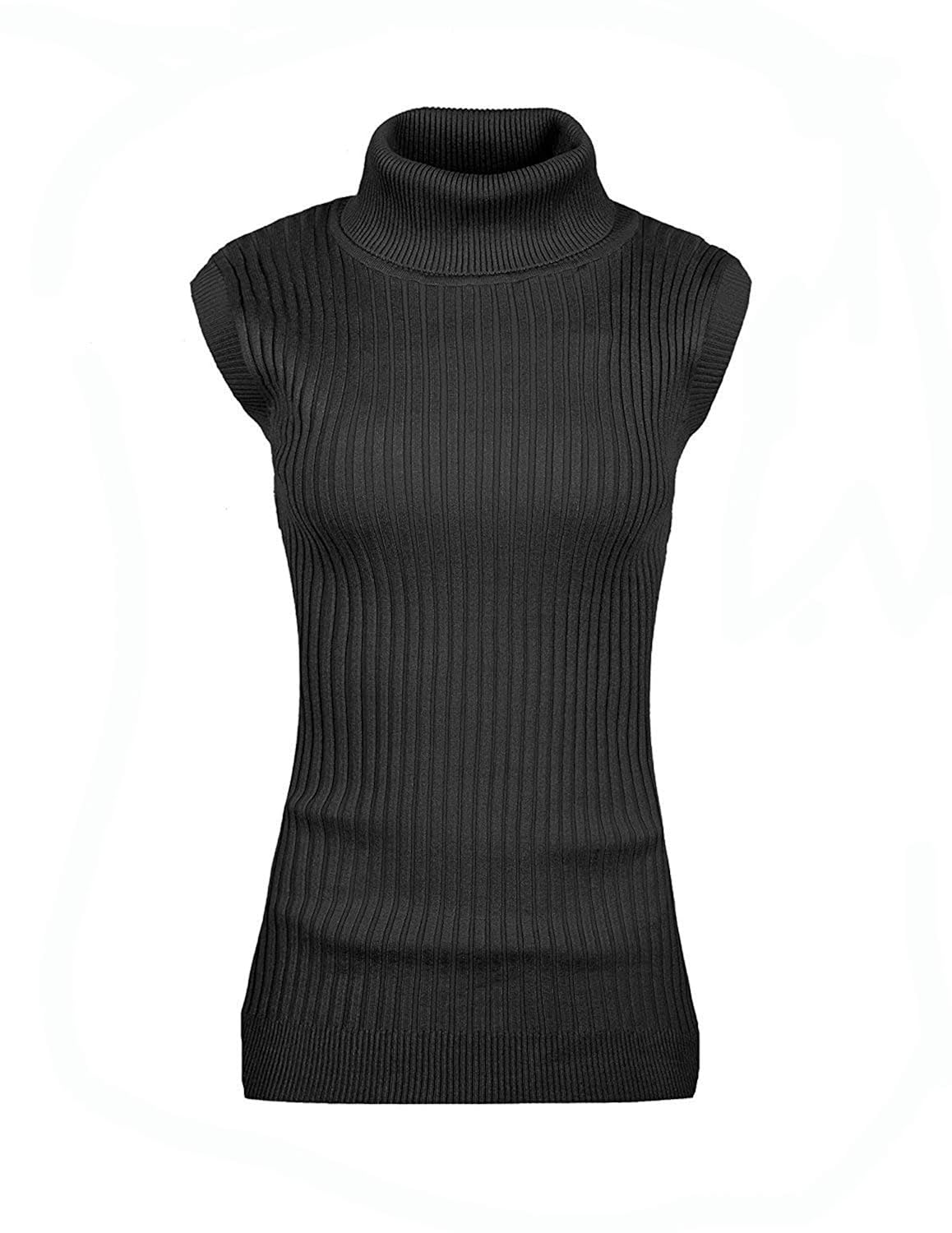 v28 Women's Sleeveless Ribbed High Neck Turtleneck Stretchable Knit Sweater Top | eBay