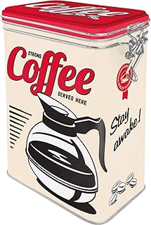 Nostalgic-Art Retro Kaffeedose Strong Coffee Served Here – Geschenk-Idee für Kaffee-Liebhaber, Blech-Dose mit Aromadeckel, Vintage Design, 1,3 l