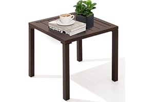 Crestlive Products Aluminum Outdoor Side Table, Pool Lounge Chair Side Table, Weather Resistant Small Square Coffee End Table for Patio, Yard, Garden, Porch, Deck, Indoor, Outdoor